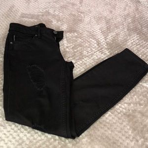 Armani Exchange distressed skinny crop jeans